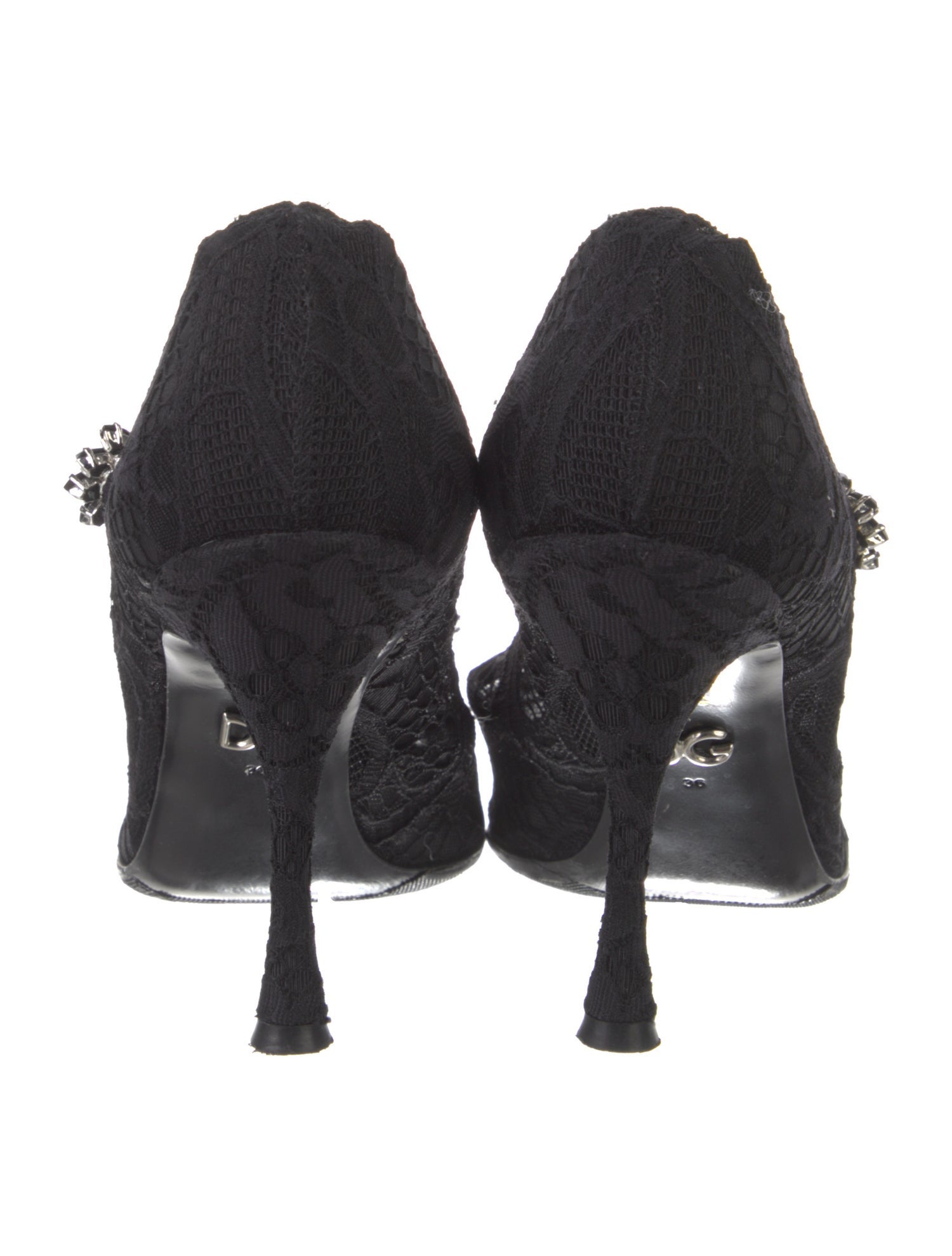 Dolce & Gabbana Lace Crystal Embellishments Pumps